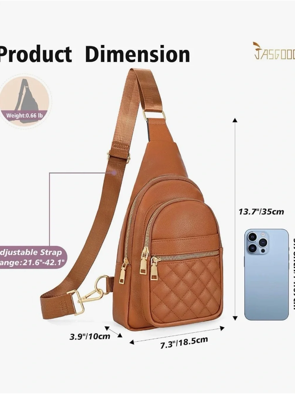 Women's Quilted Sling Crossbody Bag - Brown